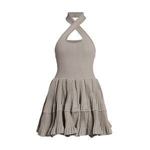 Alaia Crinoline tiered ribbed knit Halter mini dress Skater FR 42 US 10 $3580